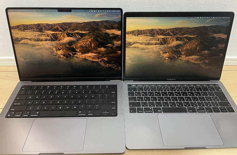 新旧MacBook Proの画面サイズ比較