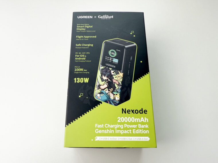 UGREEN 原神モデル モバイルバッテリーの外箱